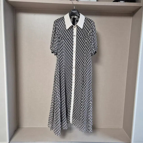 [BUNJANG] LYNN Colorblock Pattern Dress with Belt / 66)린 LYNN 배색 패턴 원피스 벨트포함
