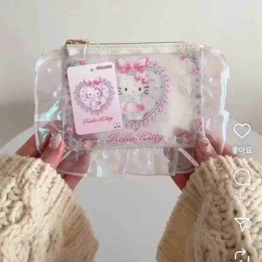 [BUNJANG] Sanrio Hello Kitty Mini Pouch Pink Lace / 산리오 헬로키티 미니파우치 핑크 레이스