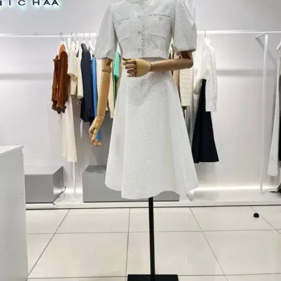 [BUNJANG] It MICHAA Tweed Two-Piece Dress White / 잇미샤 트위드 투인원 원피스 화이트