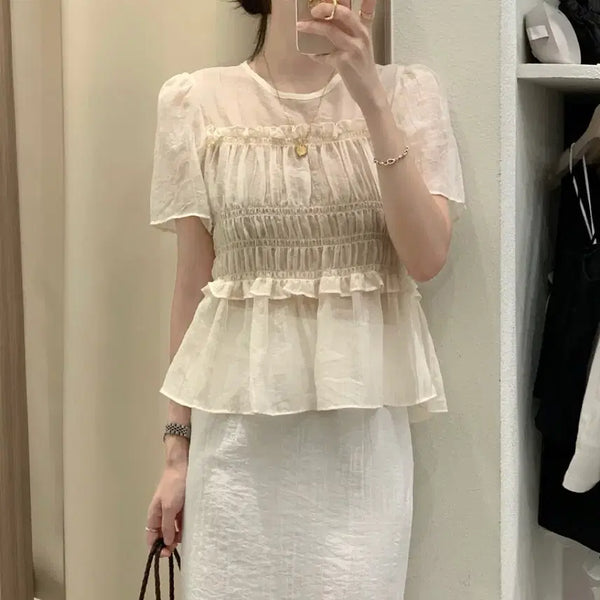 [BUNJANG] Smoke Banding Shirring Blouse / <스모크 밴딩 셔링 블라우스/하객룩 팔아요!!>