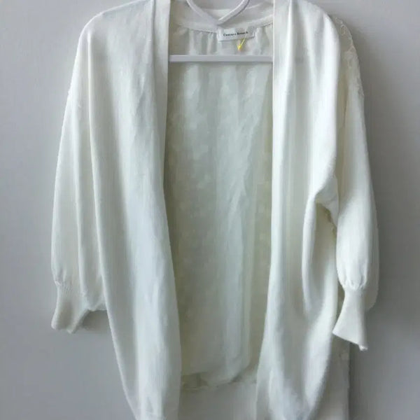 [BUNJANG] Vintage Lace Chiffon Embroidered Batwing Cardigan / (미시착) 빈티지 레이스 쉬폰 자수 가오리핏 가디건 판매해요!