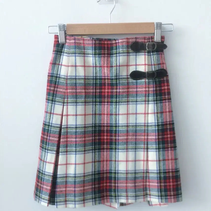 [BUNJANG] Vintage Polo Ralph Lauren Buckle Plaid Skirt / 빈티지 폴로 랄프로렌 크리스마스 버클 벨트 세미 플레어 스커트