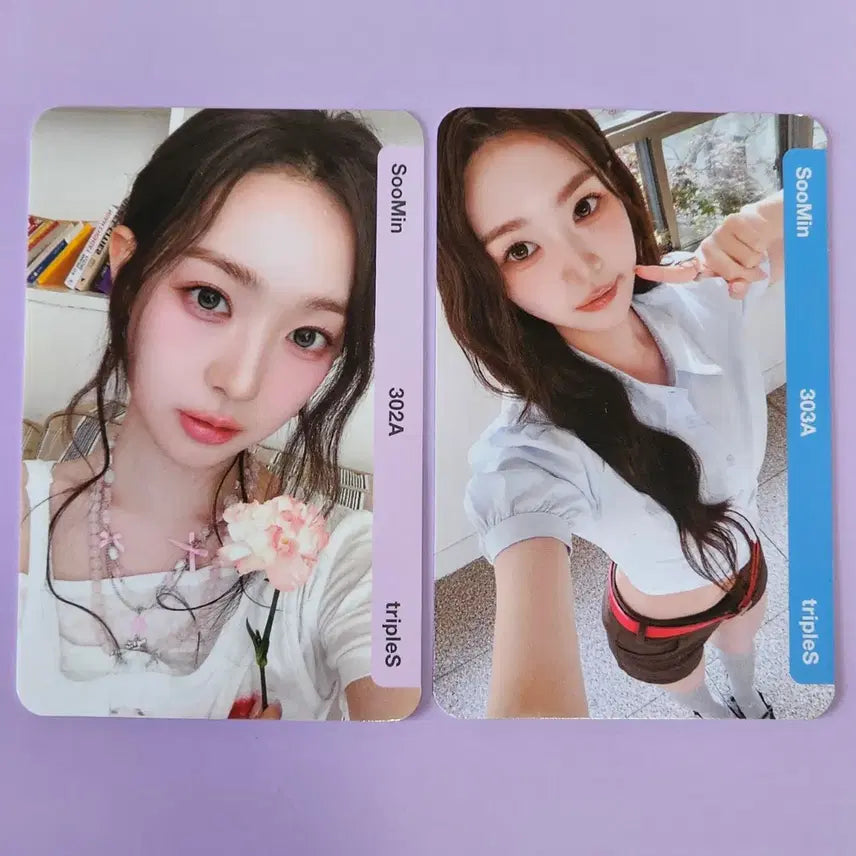 [BUNJANG] TripleS Soomin CC302 CC303 Baby Flower Album Object Set / 트리플에스 수민 CC302 CC303 + 쇼케 미스캔 3장