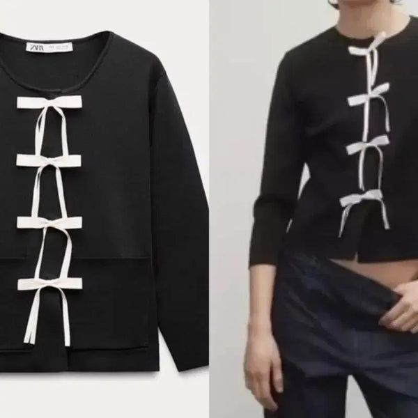 [BUNJANG] Zara Ribbon Knit Top - Size S / ZARA 자라 리본 니트 S