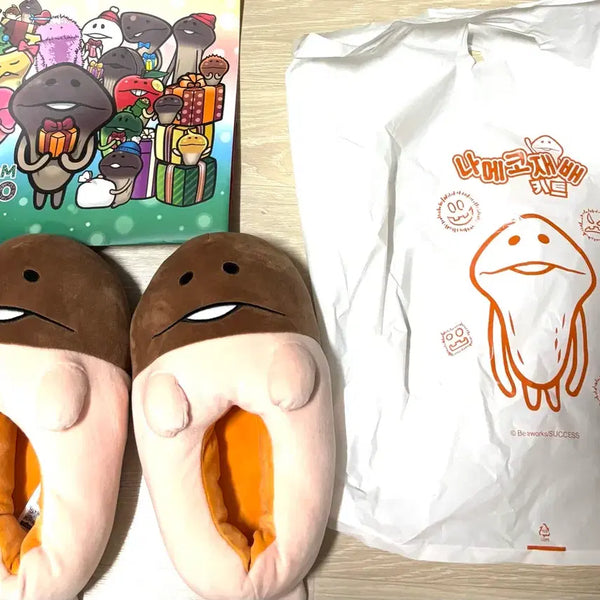 [BUNJANG] Namco Plush Slippers (Free Size) / 찐막가격) 나메코 인형 슬리퍼 일괄