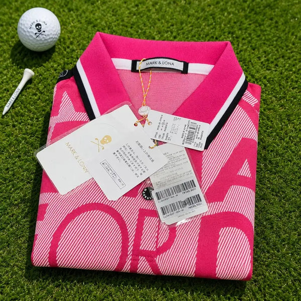 [BUNJANG] Mark &ロナ Pink Logo Short-Sleeve Polo Shirt / 마크앤로나 핑크 로고 반팔 카라티