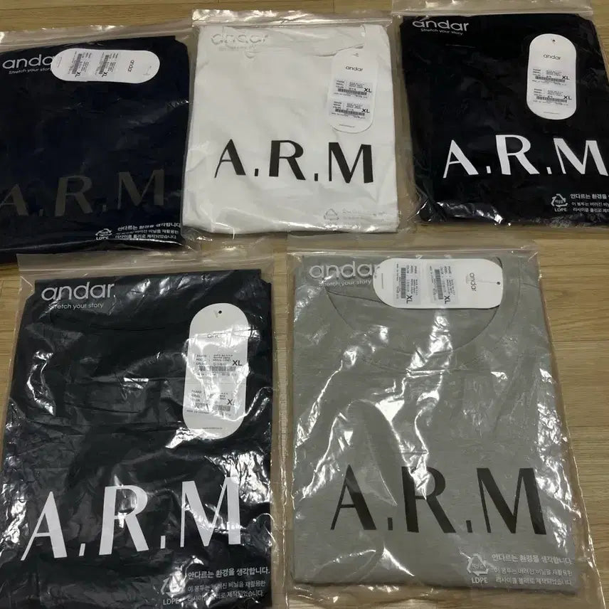 [BUNJANG] ANDAR Men's A.R.M Short Sleeve T-Shirt 5-Pack / ANDAR 안다르 남성 반팔티 5종