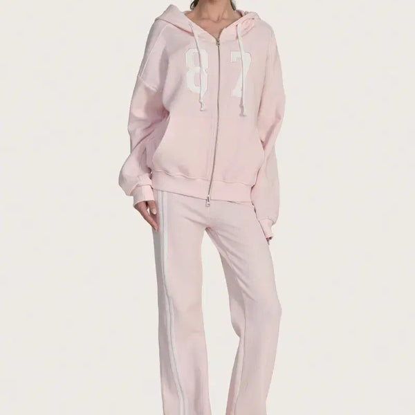 [BUNJANG] Clishire 87 Waffle Hooded Zip-Up Pink / 클리시어 87 후드집업 핑크 87 Waffle hooded zip-up