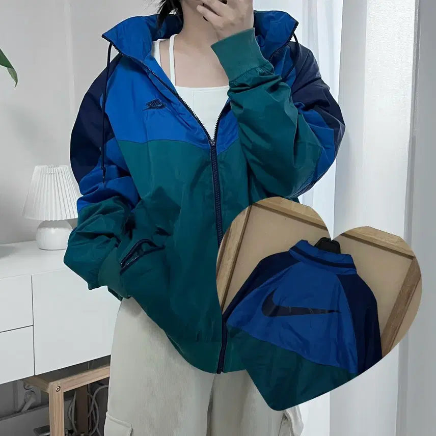 [BUNJANG] Nike Color-Block Big Swoosh Woven Windbreaker Jacket XL / 나이키 배색 빅스우시 우븐 바람막이 [ XL ]