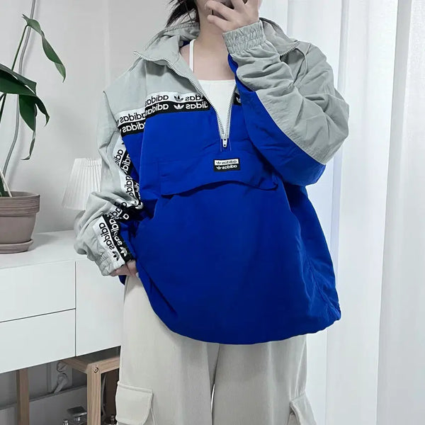 [BUNJANG] Adidas Colorblock Anorak Jacket / 아디다스 그레이블루 배색 아노락 [ L ]
