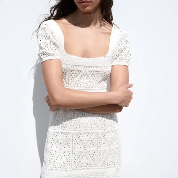 [BUNJANG] ZARA Collection Crochet Eyelet Square Neck Dress / ZARA 자라 컬렉션 크로셰 아일릿 스퀘어넥 원피스