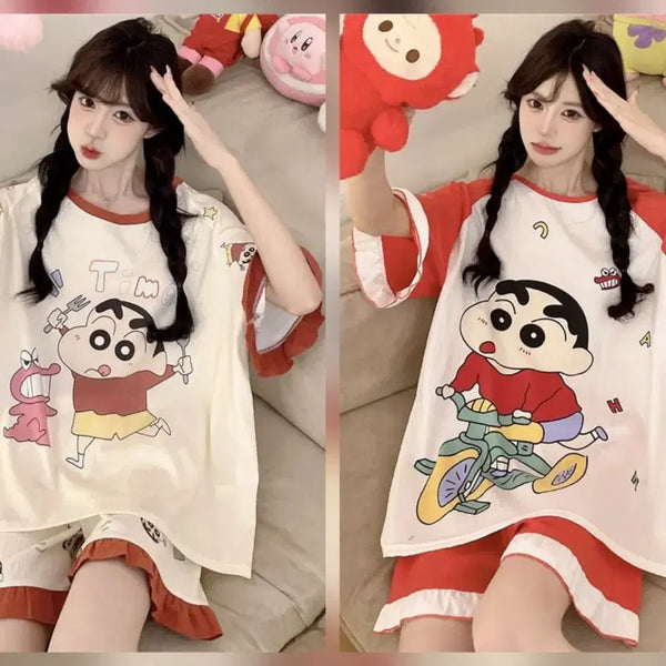 [BUNJANG] Crayon Shin-chan Summer Pajama Set (Short Sleeve + Shorts) / 짱구 여름 잠옷세트 (반팔+반바지)