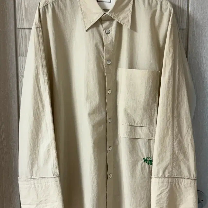 [BUNJANG] Wooyoungmi Oversized Turn-Up Shirt Beige / 우영미 오버핏 턴업 셔츠 베이지