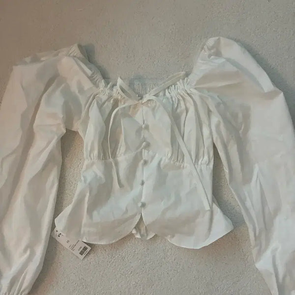[BUNJANG] White Shirring Blouse / 화이트 셔링 블라우스