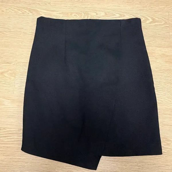 [BUNJANG] Black Asymmetrical Hem Mini Skirt (M) / (미착용) 블랙 언발란스 미니 스커트 M