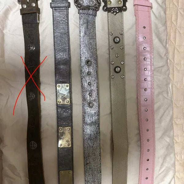[BUNJANG] Vintage Leather Belt Bundle (Set of 3) / 빈티지 레더 벨트 4개 일괄 오리엔탈 y2k 펑크