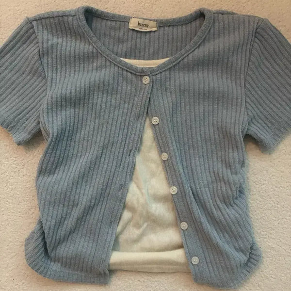 [BUNJANG] Layered Short Sleeve T-Shirt / 레이어드 반팔티