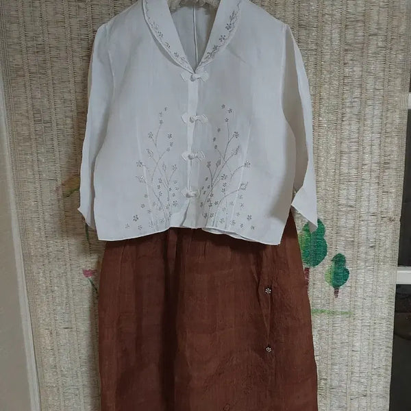 [BUNJANG] Women's Hanbok Blouse and Skirt Set / 마 여성 블라우스+ 치마 세트