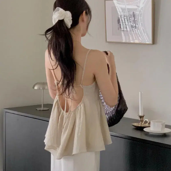 [BUNJANG] Miel Seasoning Summer Ribbon Layered Flare Bustier Blouse / miel 미엘 시즈닝 썸머 리본 레이어드 플레어 뷔스티에 블라우스