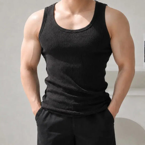 [BUNJANG] Men's Ribbed Muscle Fit Sleeveless Tank Top / (새상품)남성 골지 망고 헬스 운동 이너 여름 머슬핏 민소매 나시