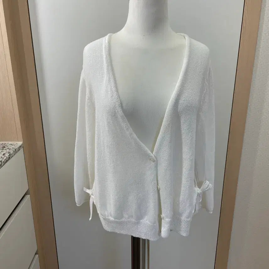 [BUNJANG] White Knit Summer Cardigan / 화이트 니트 여름가디건
