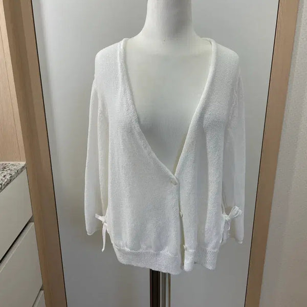 [BUNJANG] White Knit Summer Cardigan / 화이트 니트 여름가디건