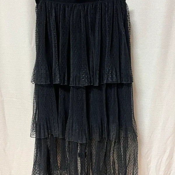[BUNJANG] ZARA Black Dot Pleated Long Skirt L / ZARA 블랙 도트 플리츠 롱 스커트 L