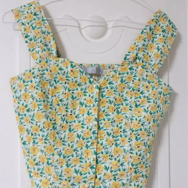 [BUNJANG] 8 Seconds Yellow Floral Punching Blouse / 에잇세컨즈 블라우스