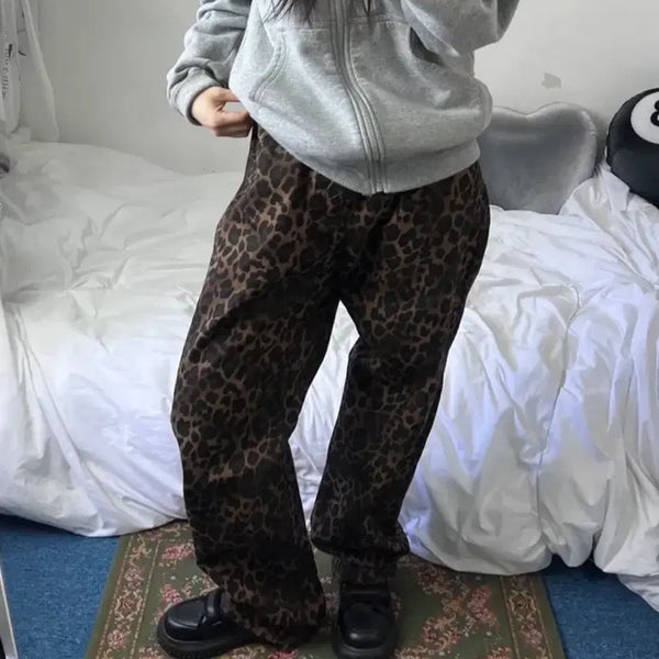 [BUNJANG] Leopard Cotton Wide Pants - Size S / [미착용/새제품] 레오파드 코튼 와이드 팬츠 S
