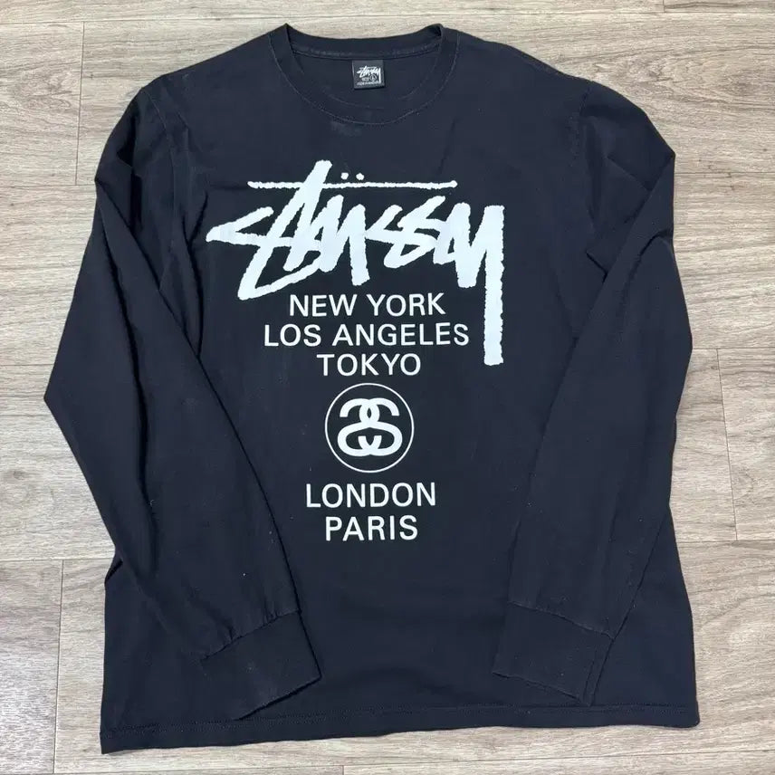 [BUNJANG] Stussy World Tour Long Sleeve Black L / 스투시 월드투어 롱스리브 L