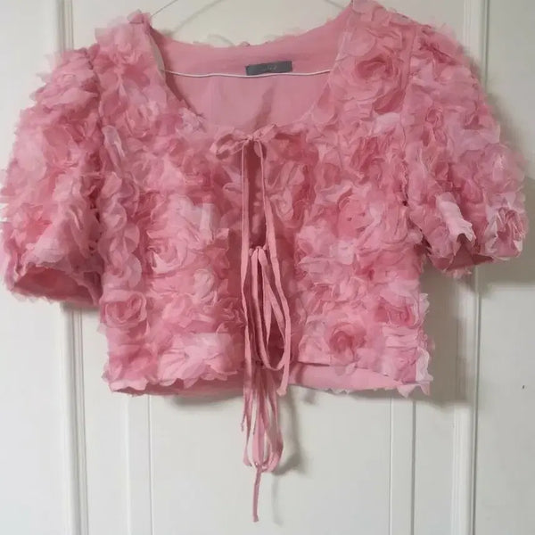 [BUNJANG] Pink Organza Cardigan / 핑크 오간자 가디건