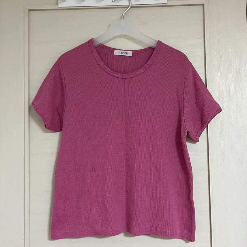 [BUNJANG] Acer Waffle T-Shirt Hot Pink / 아쎄르 와플 반팔티 핫핑크