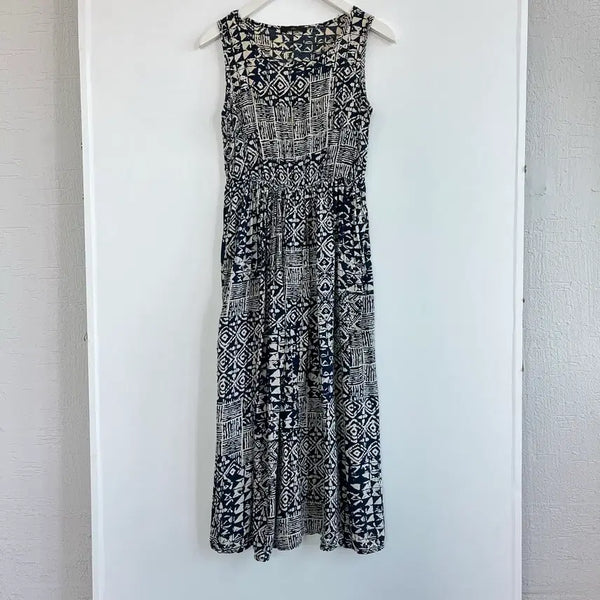 [BUNJANG] Alto Navy Pattern Sleeveless Dress / Alto 나시 원피스 네이비 패턴