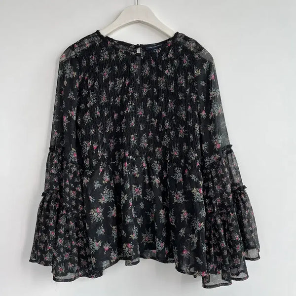 [BUNJANG] American Eagle Flower Chiffon Blouse S / 아메리칸이글 플라워 쉬폰 블라우스 S