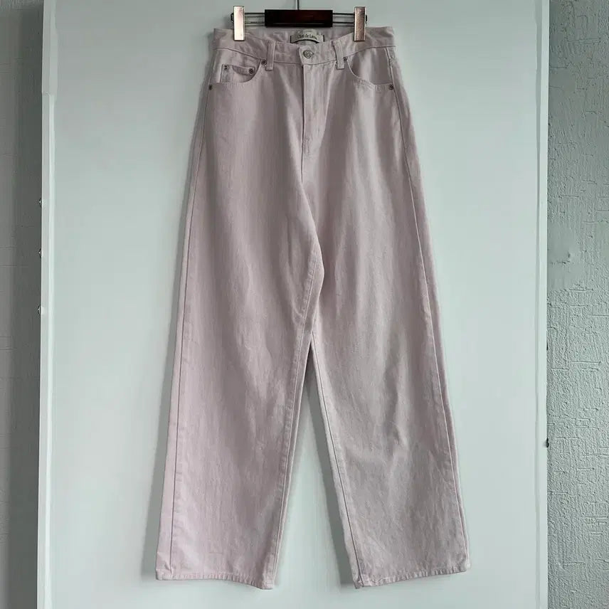 [BUNJANG] Chat de Lama Pink Wide Denim Pants (M) / Chat de Lama 핑크 와이드 데님 M
