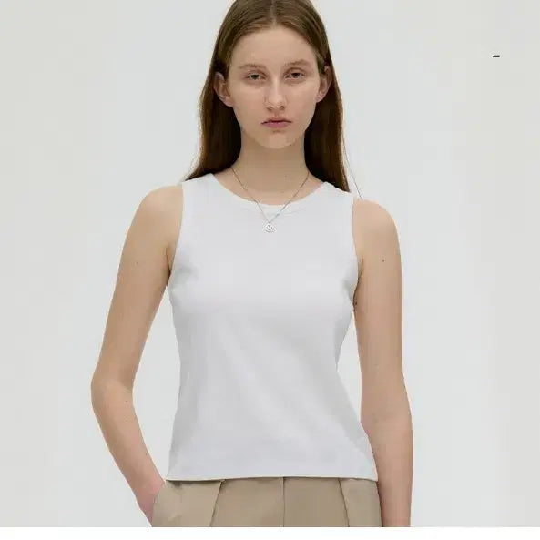 [BUNJANG] Mongdol Ribbed Cotton Sleeveless Top White S / 착용X세탁O) 몽돌 코튼 민소매 골지 슬리브리스 화이트 S 5566