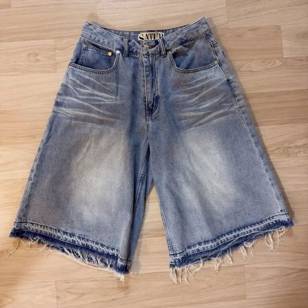 [BUNJANG] SATUR Gabin Denim Bermuda Pants Light Blue / 세터 가봉 데님 버뮤다 팬츠 라이트 블루