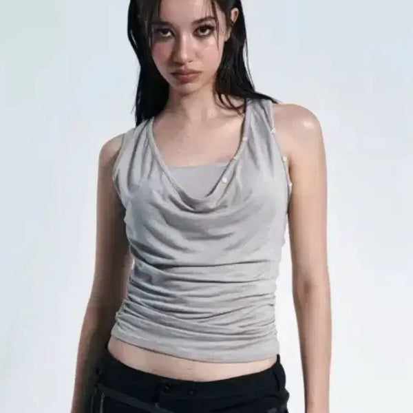 [BUNJANG] Please No Follow Velma Drape Sleeveless Top / 플리즈노팔로우 플노팔 Velma Drape Sleeveless Top