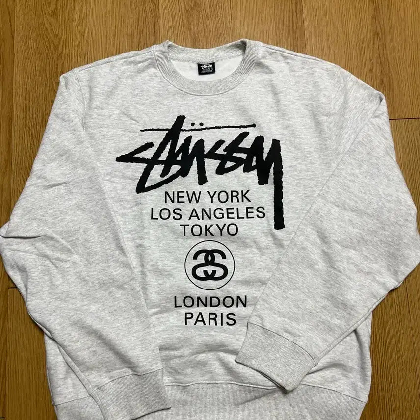 [BUNJANG] Stussy World Tour Crewneck Heather Grey / [XL] 스투시 월드투어 크루넥 헤더그레이
