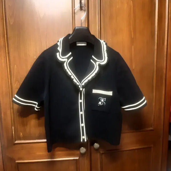 [BUNJANG] Sandro Cropped Short-Sleeve Cardigan Jacket / 산드로 크롭 반팔 가디건 자켓