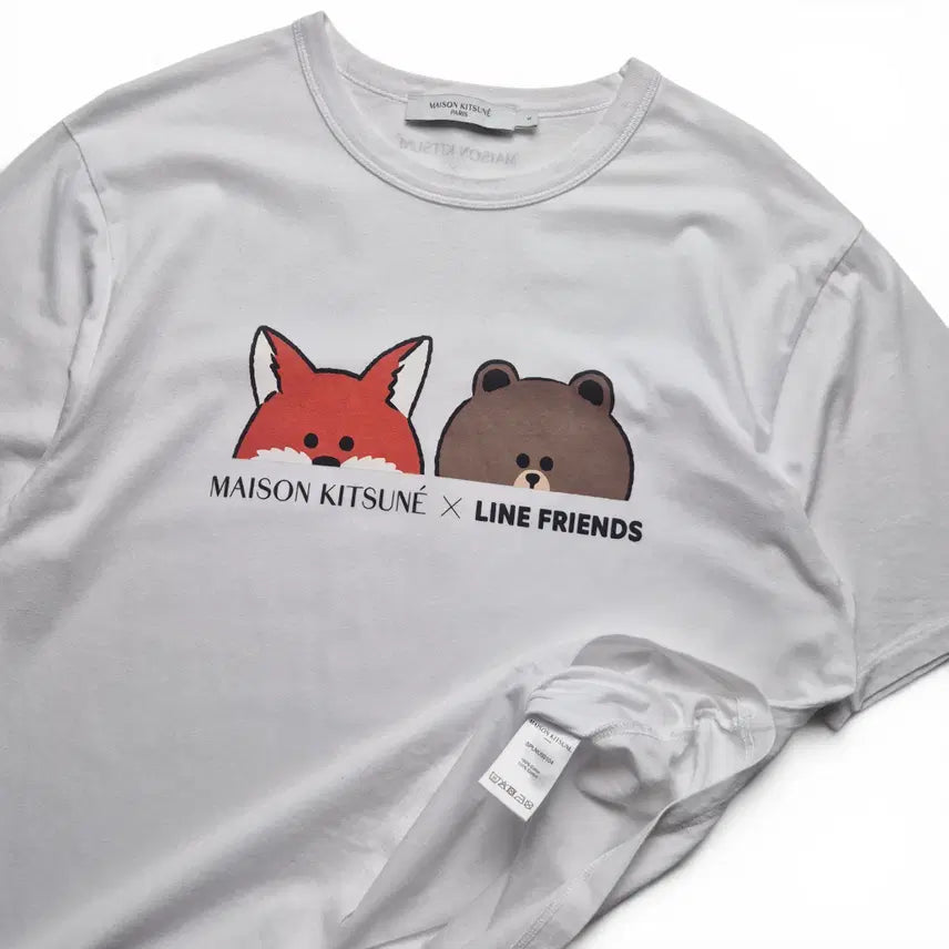 [BUNJANG] Maison Kitsune x Line Friends Logo Short Sleeve T-Shirt Size S / [3일간 20%할인] [S] 메종키츠네 X 라인프렌즈 로고 반팔티셔츠