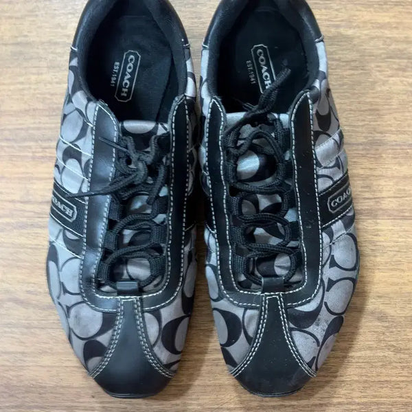 [BUNJANG] Coach Kirby Monogram Printed Sneakers Black / 코치 커비 모노그램 프린팅 스니커즈 블랙 230