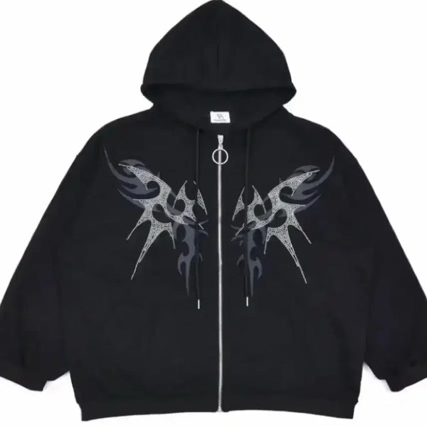 [BUNJANG] Volcan Aphrodite Rhinestone Jersey Hoodie Zip-up / 급처!!!!!오늘만이가격!!!!)볼칸 아프로디테 라인스톤 져지 후드집업
