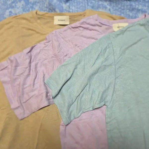 [BUNJANG] Blooming T-Shirt 3-Color Set (Beige, Light Purple, Mint) / 블루밍 반팔티 3종 (베이지, 연보라, 민트)