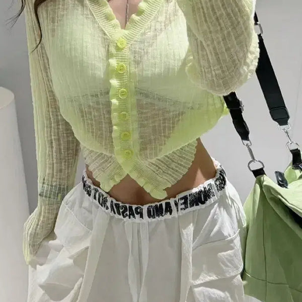 [BUNJANG] kozcat Paffin Knit Cardigan Yellow / 코즈캣 파핀 니트 가디건(엘로우 1장)