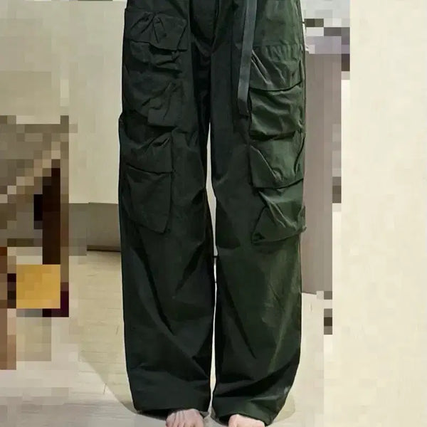 [BUNJANG] Hideout Multi-Pocket High-Waisted Cargo Pants / 55 하이드아웃 멀티포켓 하이웨이스트 여름용 카고 팬츠 와이드 바지