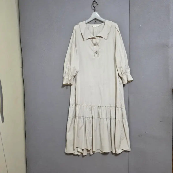 [BUNJANG] G-Cut Light Beige Loose Fit Dress / 지컷 연베이지 루즈핏 원피스 55  n6253