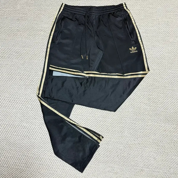[BUNJANG] Adidas Track Pants Black Gold Three Stripes Zipper / 아디다스 블랙/골드 삼선 지퍼 트랙팬츠