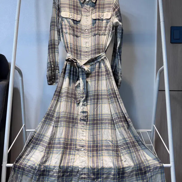 [BUNJANG] Polo Ralph Lauren Checked Maxi Shirtdress / 폴로 랄프로렌 체크 셔츠형 맥시 원피스
