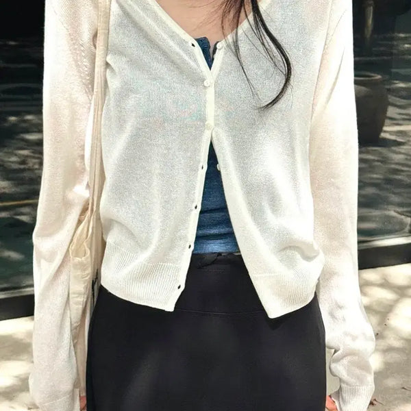 [BUNJANG] Slowand Breeze Cool Summer Cardigan Ivory / 슬로우앤드 브리즈 쿨썸머 여리핏 가디건 #아이보리